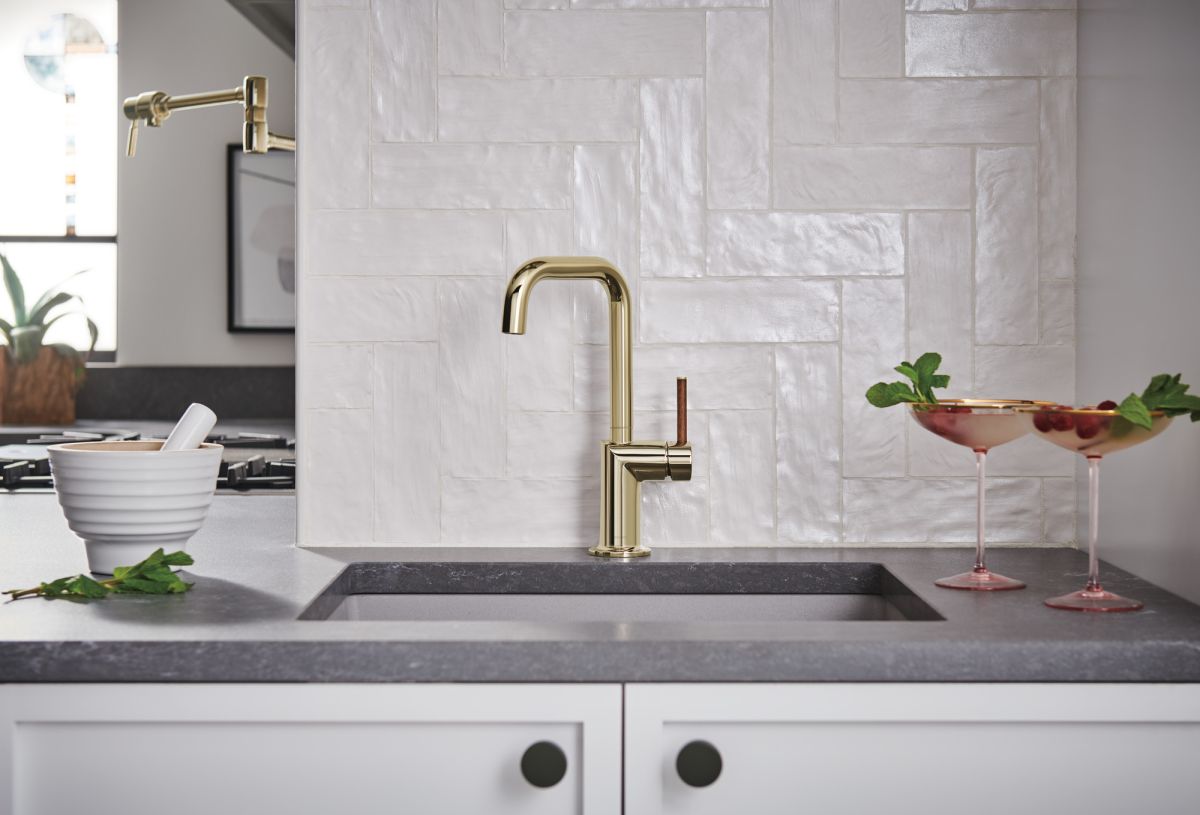 BRIZO Odin Bar Faucet with Square Spout - Less Handle — Polished Nickel