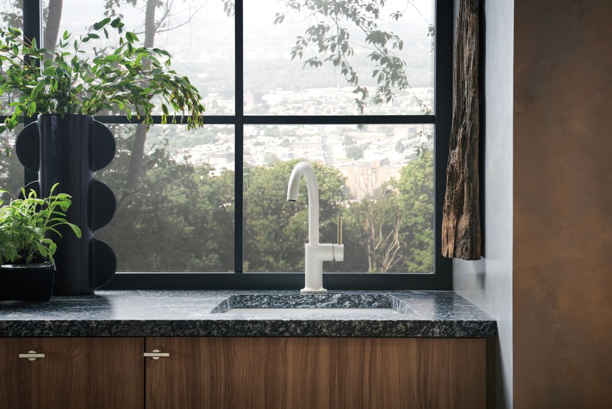 BRIZO Jason Wu for BRIZO Bar Faucet Metal Lever Handle Kit — Matte White/Polished Nickel
