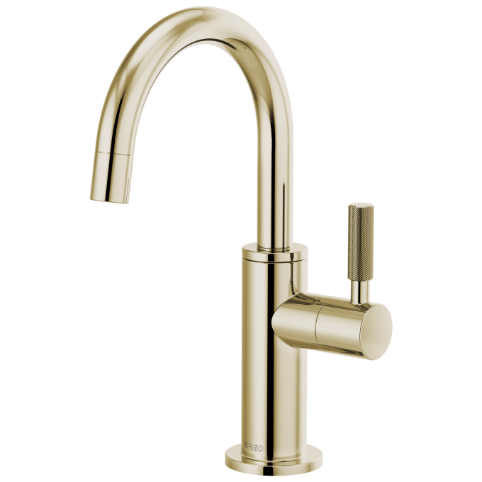 BRIZO Litze Beverage Faucet with Arc Spout and Knurled Handle — Polished Nickel