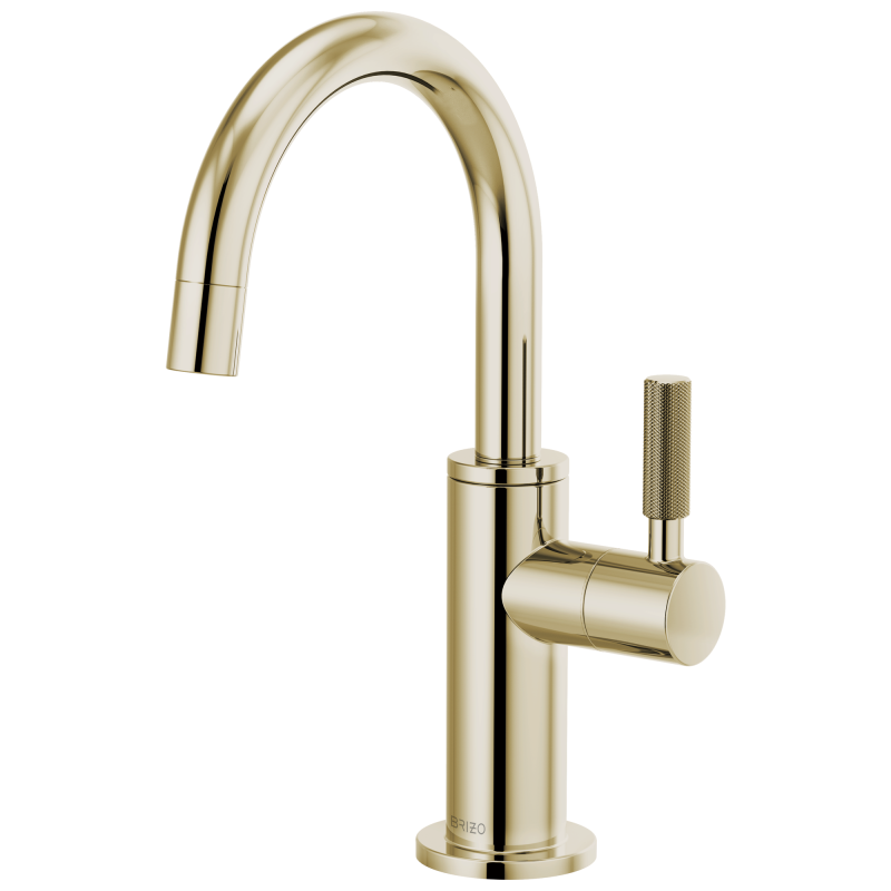 BRIZO Litze Beverage Faucet with Arc Spout and Knurled Handle — Polished Nickel