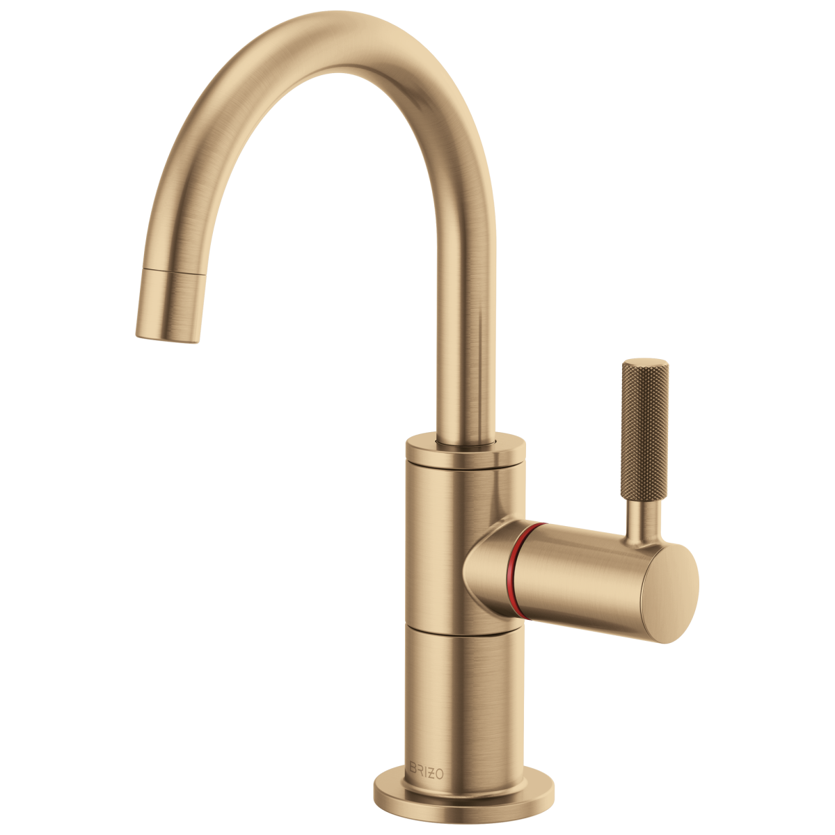 BRIZO Litze Instant Hot Faucet with Arc Spout and Knurled Handle — Luxe Gold