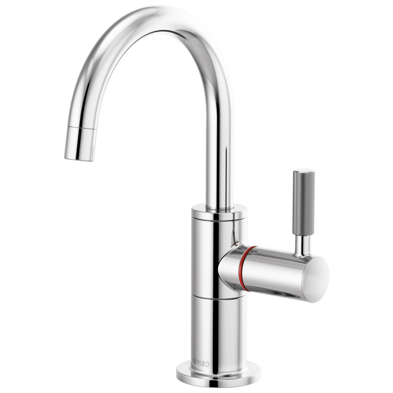BRIZO Litze Instant Hot Faucet with Arc Spout and Knurled Handle — Chrome