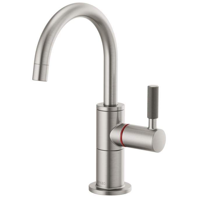 BRIZO Litze Instant Hot Faucet with Arc Spout and Knurled Handle — Stainless