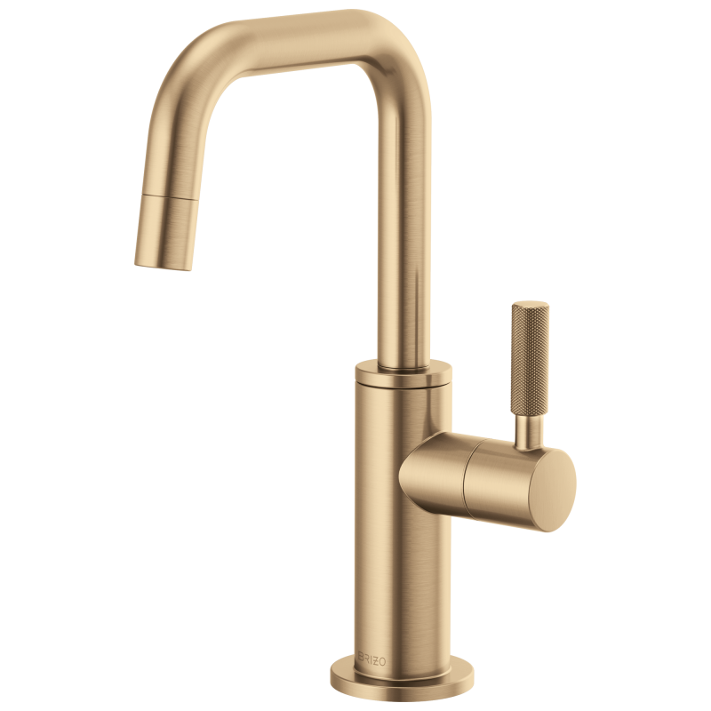 BRIZO Litze Beverage Faucet with Square Spout and Knurled Handle — Luxe Gold