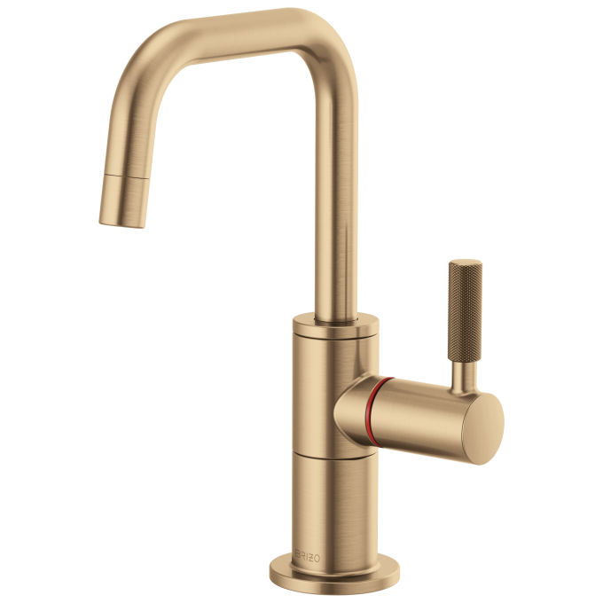 BRIZO Litze Instant Hot Faucet with Square Spout and Knurled Handle — Luxe Gold