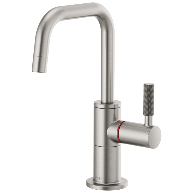 BRIZO Litze Instant Hot Faucet with Square Spout and Knurled Handle — Stainless