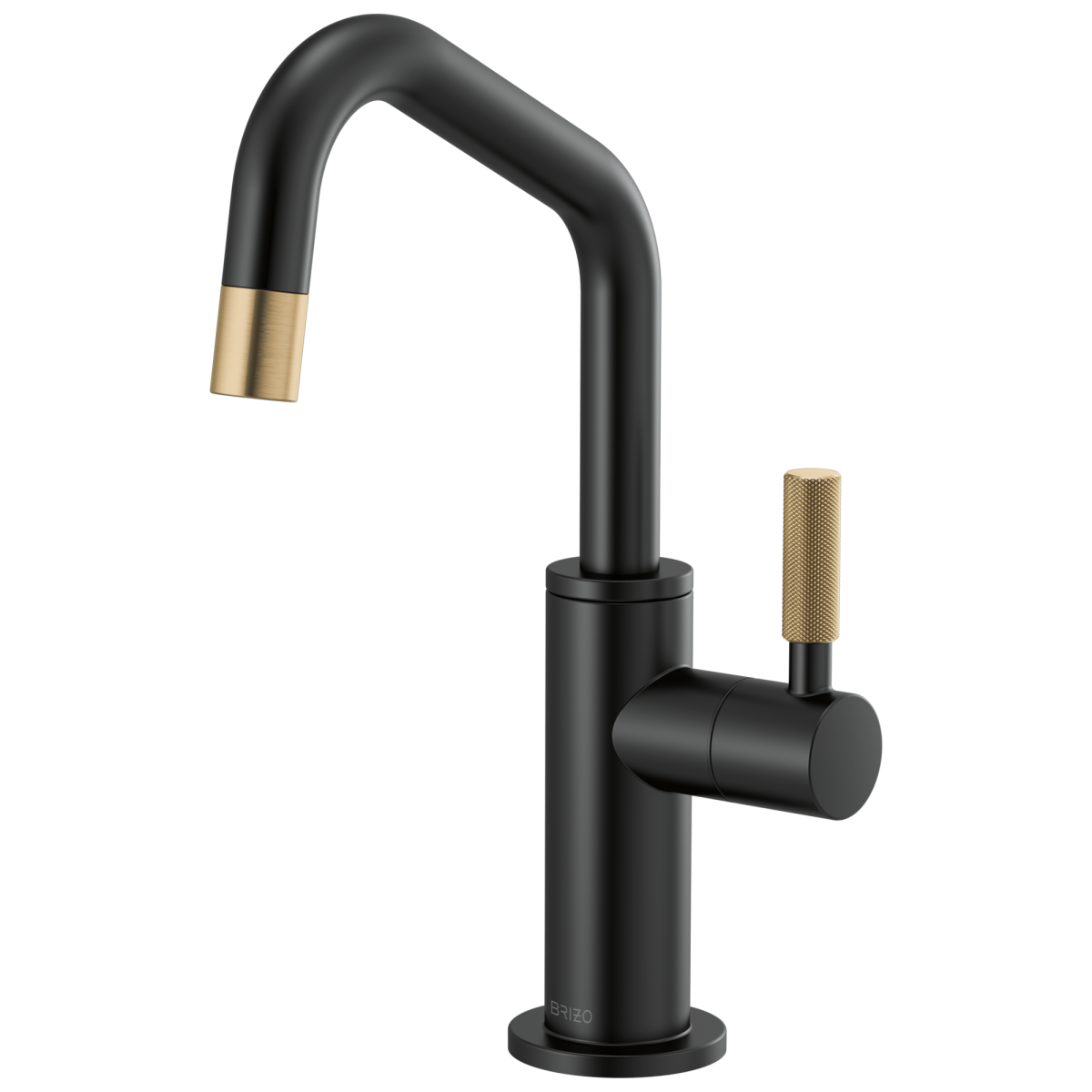 BRIZO Litze Beverage Faucet with Angled Spout and Knurled Handle — Matte Black/Luxe Gold