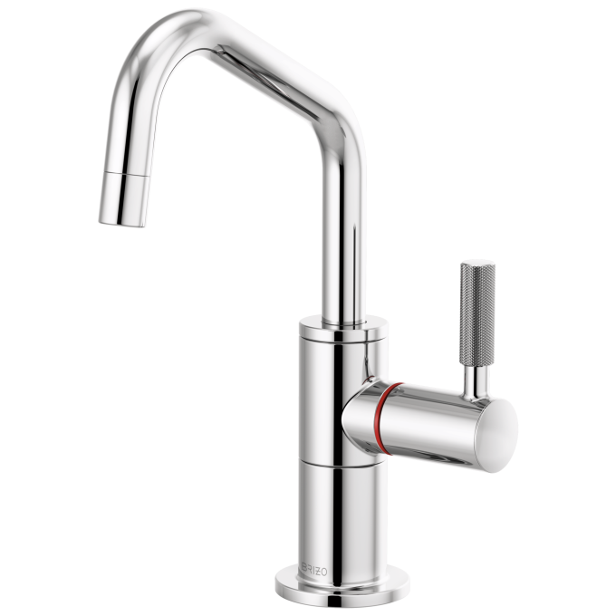 BRIZO Litze Instant Hot Faucet with Angled Spout and Knurled Handle — Chrome