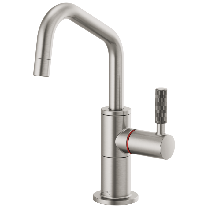 BRIZO Litze Instant Hot Faucet with Angled Spout and Knurled Handle — Stainless