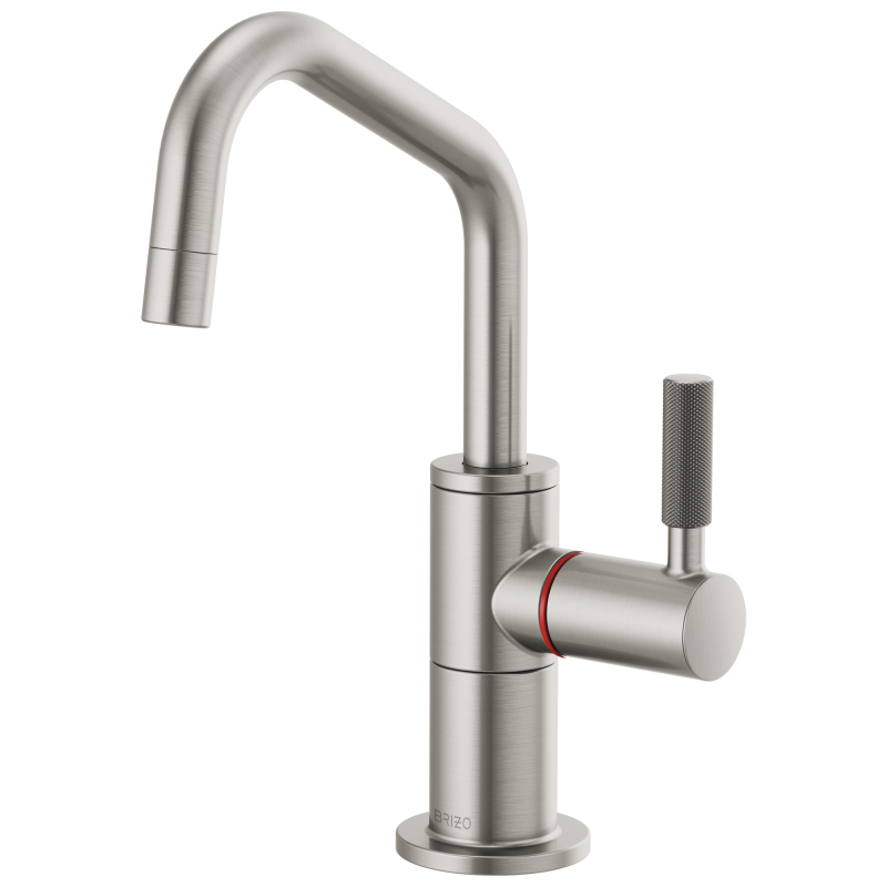 BRIZO Litze Instant Hot Faucet with Angled Spout and Knurled Handle — Stainless