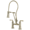 BRIZO Rook Articulating Bridge Faucet with Finished Hose — Polished Nickel