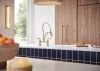 BRIZO Rook Articulating Bridge Faucet with Finished Hose — Polished Nickel