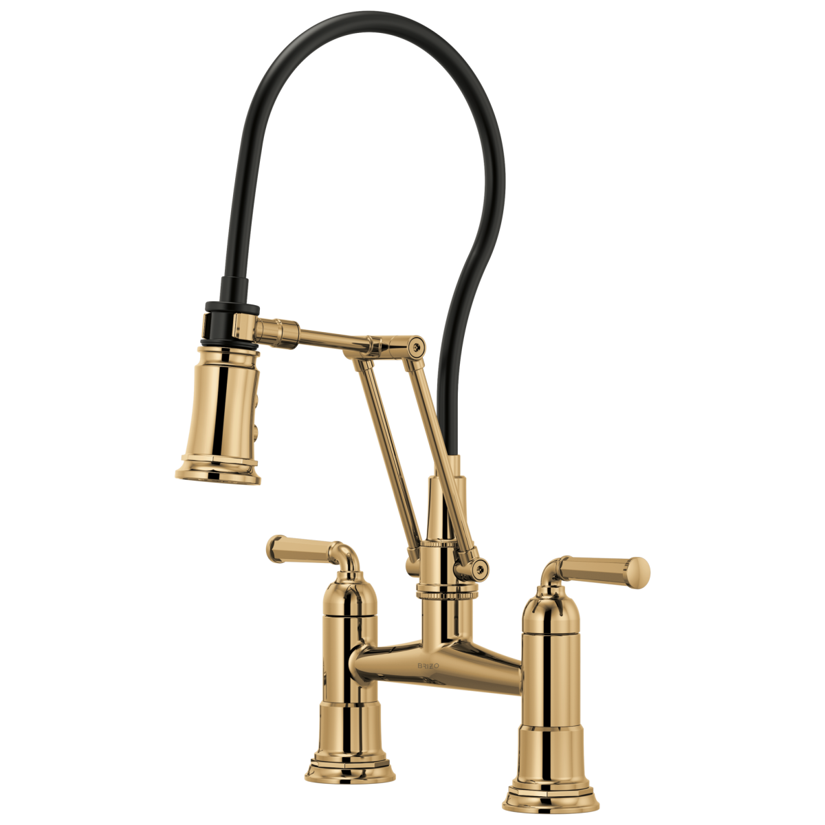 BRIZO Rook Articulating Bridge Faucet — Polished Gold