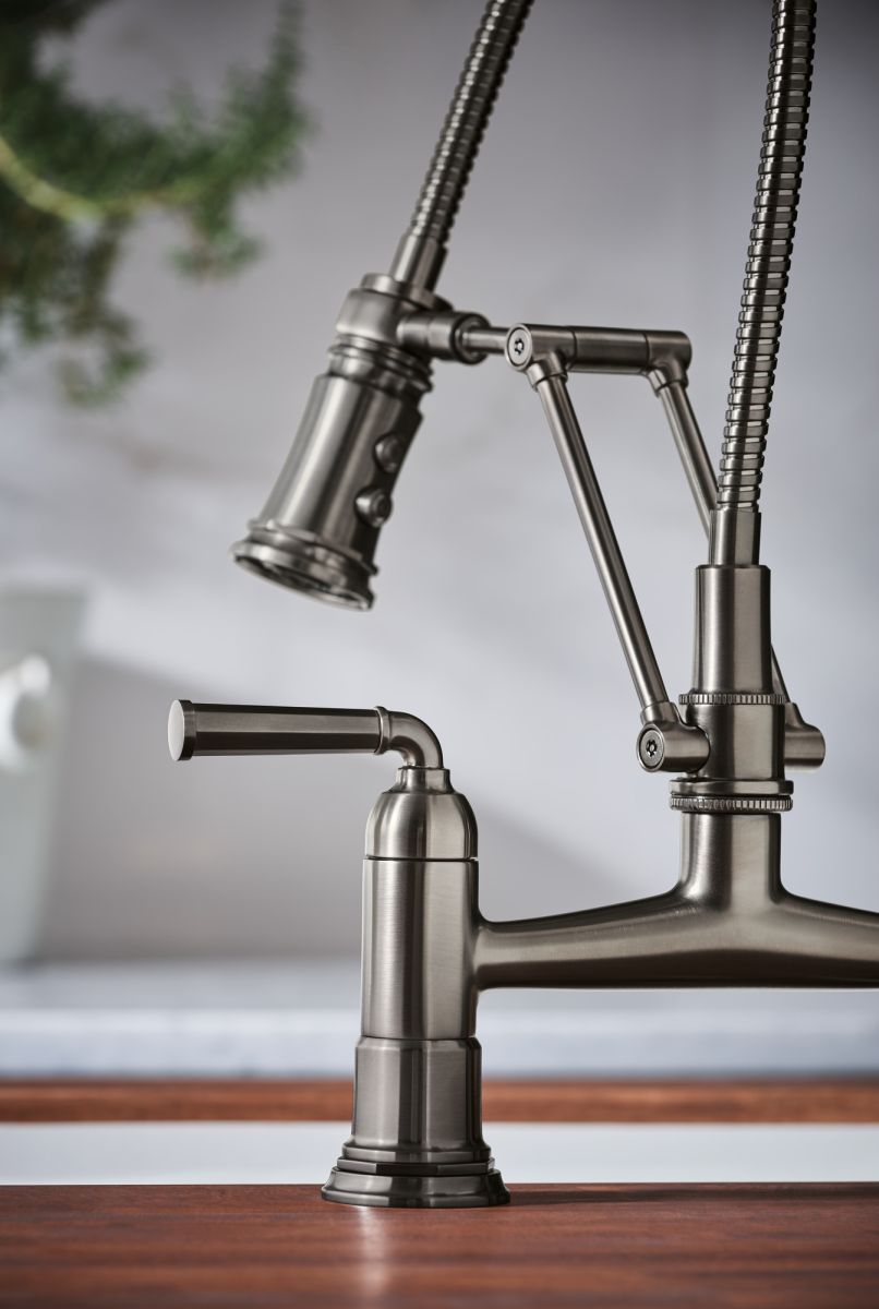 BRIZO Rook Articulating Bridge Faucet — Luxe Steel