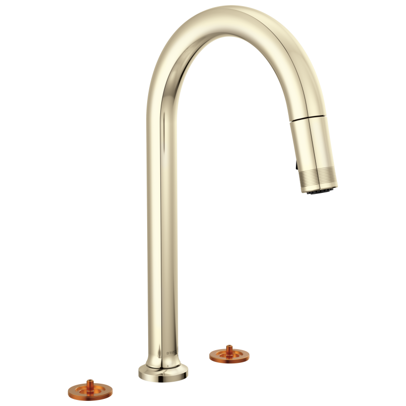 BRIZO Kintsu Widespread Pull-Down Faucet with Arc Spout - Less Handles — Lumicoat® Polished Nickel
