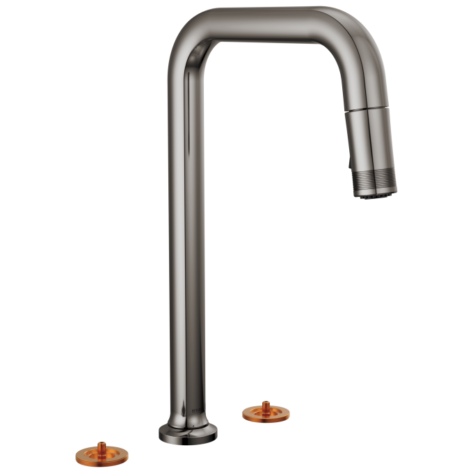 BRIZO Kintsu Widespread Pull-Down Faucet with Square Spout - Less Handles — Lumicoat® Black Onyx