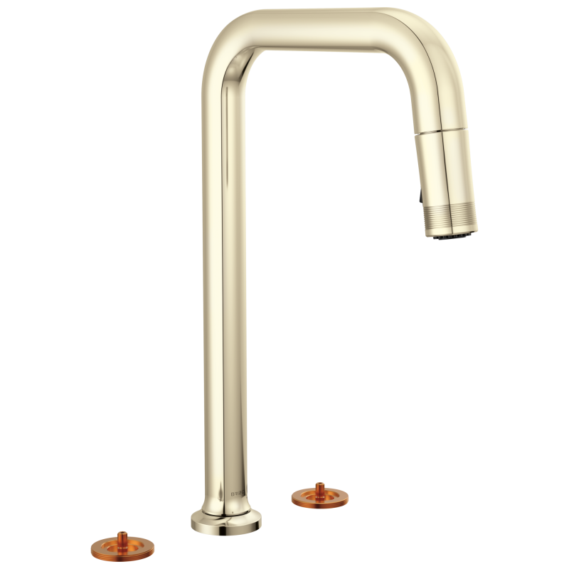 BRIZO Kintsu Widespread Pull-Down Faucet with Square Spout - Less Handles — Lumicoat® Polished Nickel