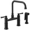 BRIZO Artesso Bridge Faucet with Side Sprayer — Matte Black