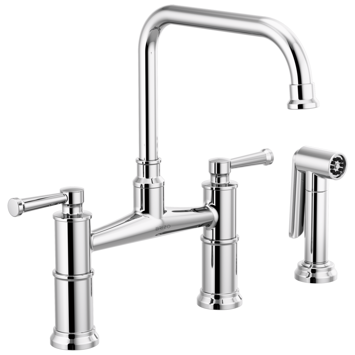 BRIZO Artesso Bridge Faucet with Side Sprayer — Chrome