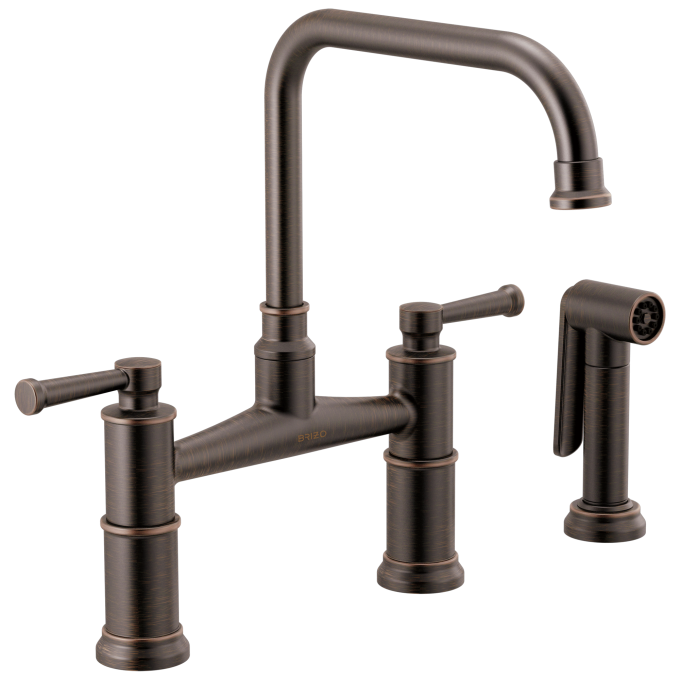 BRIZO Artesso Bridge Faucet with Side Sprayer — Venetian Bronze