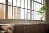 BRIZO Litze Bridge Faucet with Arc Spout and Knurled Handle — Chrome