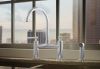 BRIZO Litze Bridge Faucet with Arc Spout and Knurled Handle — Chrome