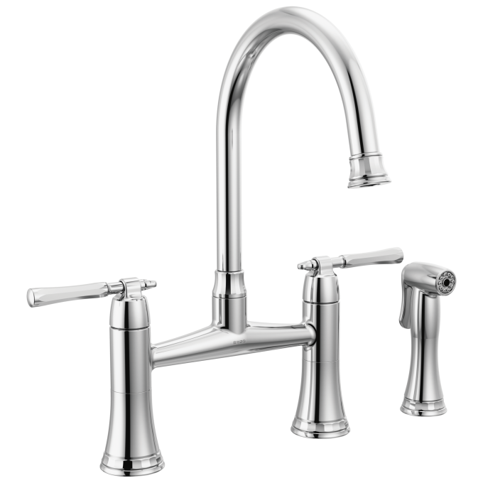 BRIZO Tulham Bridge Kitchen Faucet with Side Sprayer — Chrome