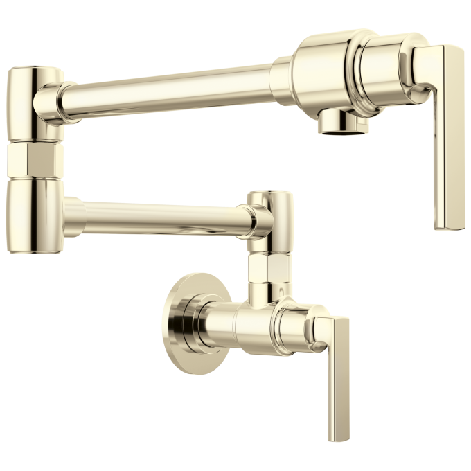 BRIZO Kintsu Wall Mount Pot Filler with Lever Handle — Lumicoat® Polished Nickel