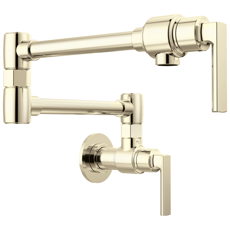 BRIZO Kintsu Wall Mount Pot Filler with Lever Handle — Lumicoat® Polished Nickel