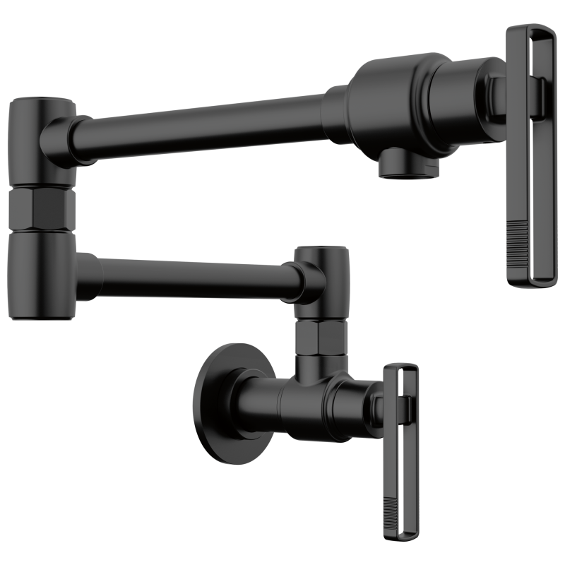 BRIZO Kintsu Wall Mount Pot Filler with Knob Handle — Matte Black