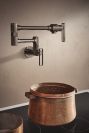 BRIZO Kintsu Wall Mount Pot Filler with Knob Handle — Lumicoat® Black Onyx