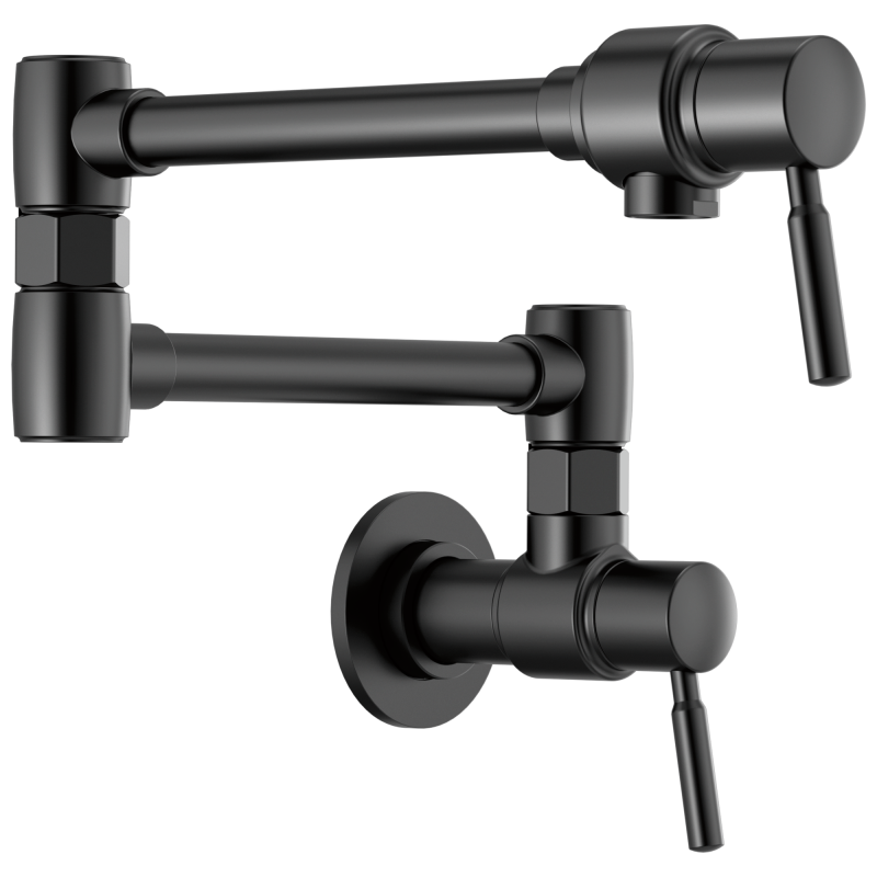 BRIZO European Wall Mount Pot Filler Faucet — Matte Black
