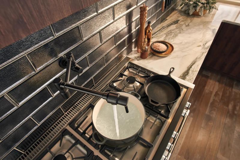 BRIZO European Wall Mount Pot Filler Faucet — Matte Black