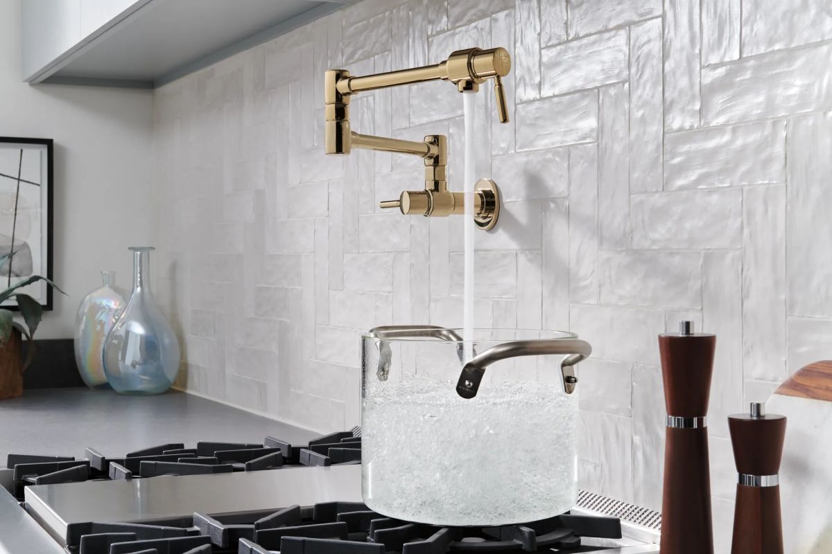 BRIZO European Wall Mount Pot Filler Faucet — Luxe Gold