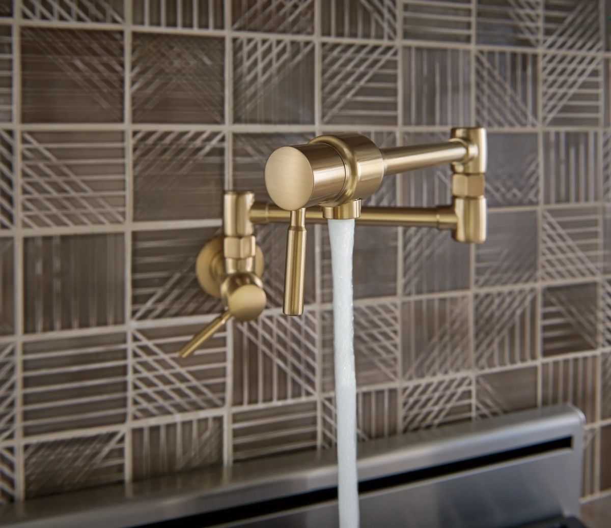 BRIZO European Wall Mount Pot Filler Faucet — Luxe Gold