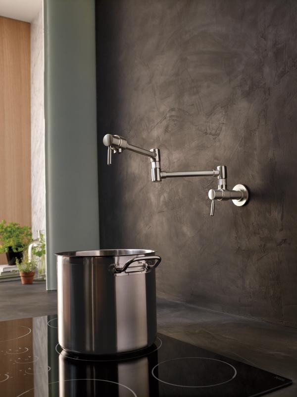 BRIZO European Wall Mount Pot Filler Faucet — Stainless