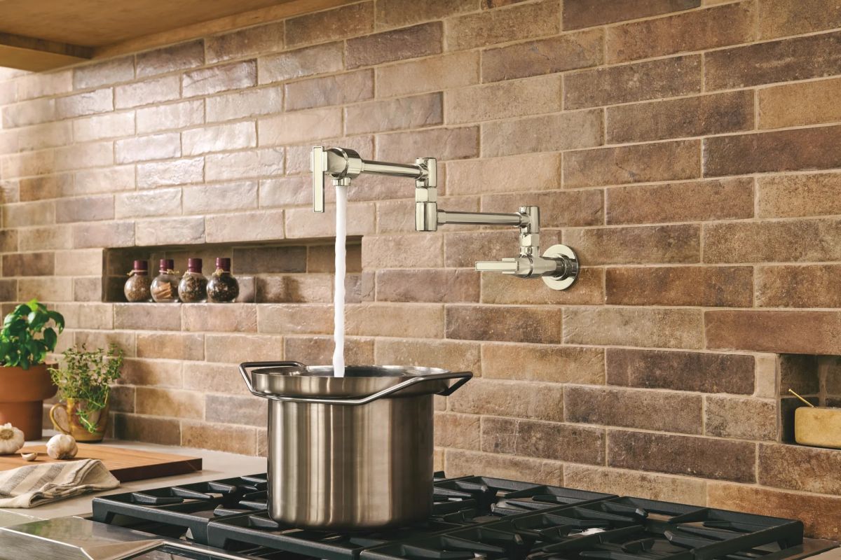 BRIZO Frank Lloyd Wright Wall Mount Pot Filler — Polished Nickel