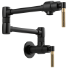 BRIZO Litze Wall Mount Pot Filler with Knurled Handle Kit — Matte Black/Luxe Gold