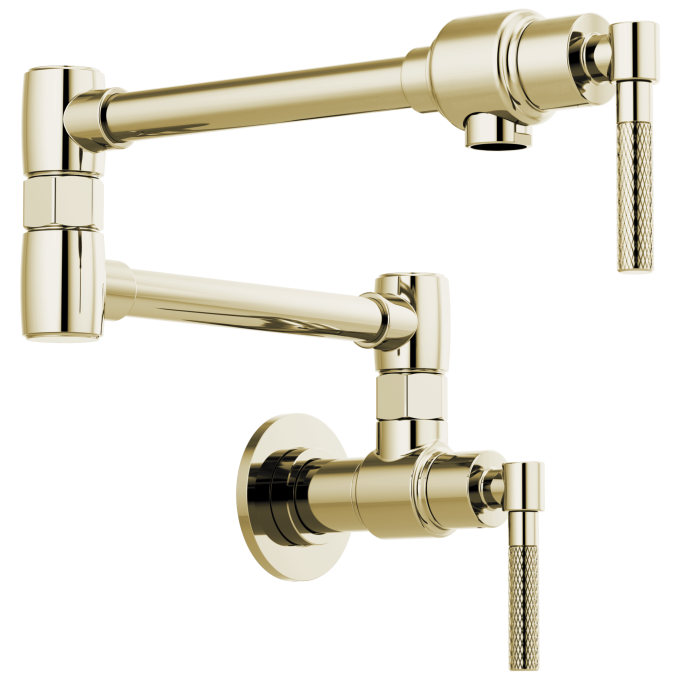 BRIZO Litze Wall Mount Pot Filler with Knurled Handle Kit — Polished Nickel