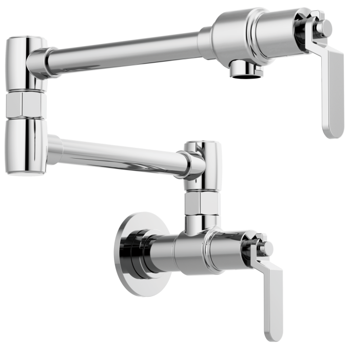 BRIZO Litze Wall Mount Pot Filler with Industrial Handle Kit — Chrome