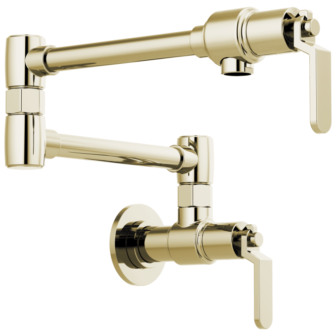 BRIZO Litze Wall Mount Pot Filler with Industrial Handle Kit — Polished Nickel