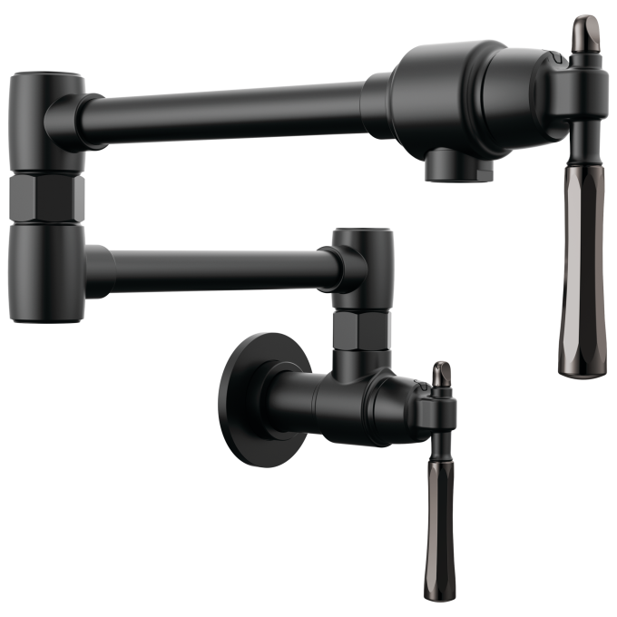 BRIZO Tulham Wall Mount Pot Filler — Matte Black / Brilliance Black Onyx