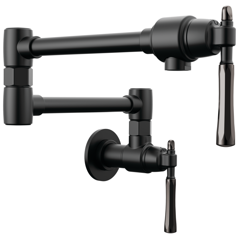 BRIZO Tulham Wall Mount Pot Filler — Matte Black / Brilliance Black Onyx