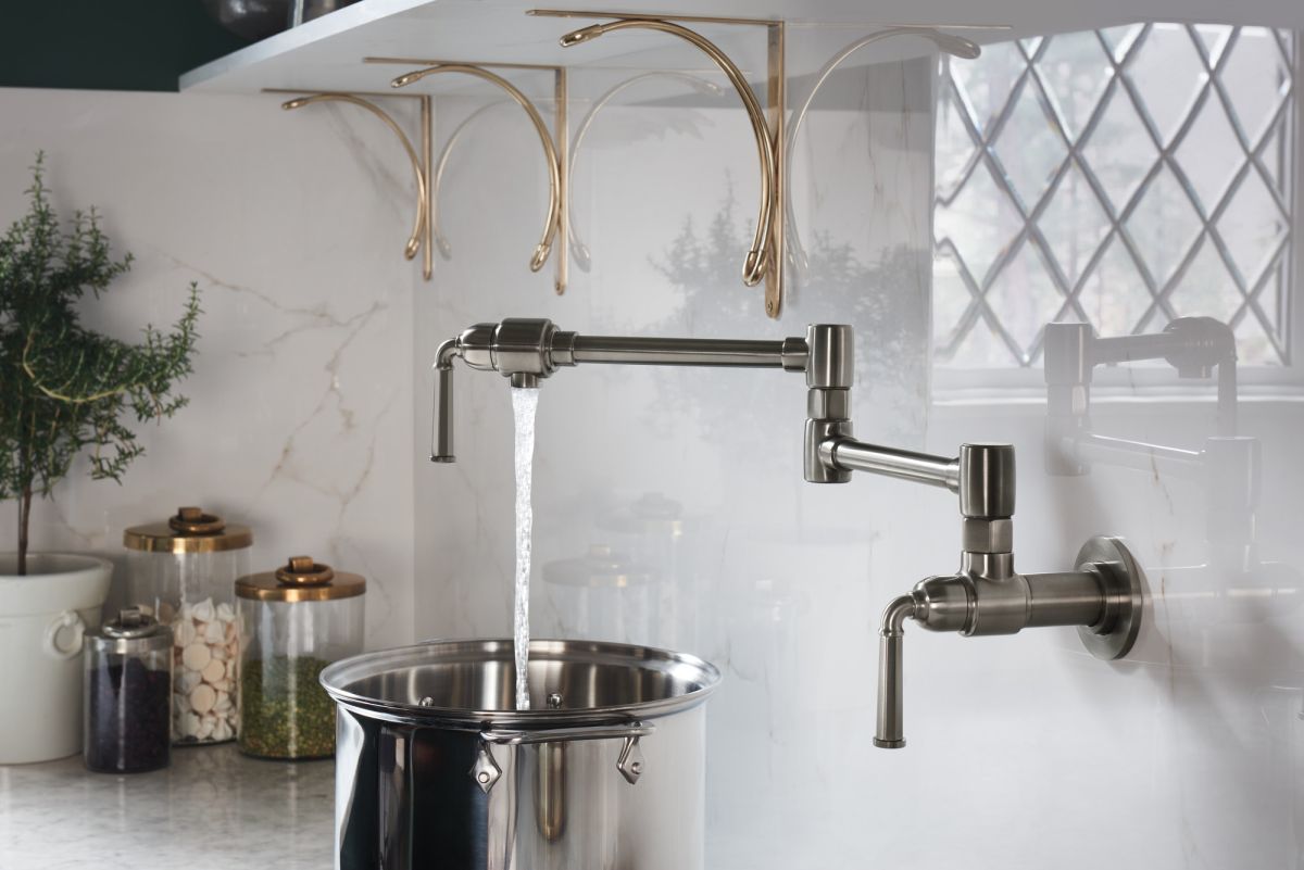 BRIZO Rook Wall Mount Pot Filler — Luxe Steel