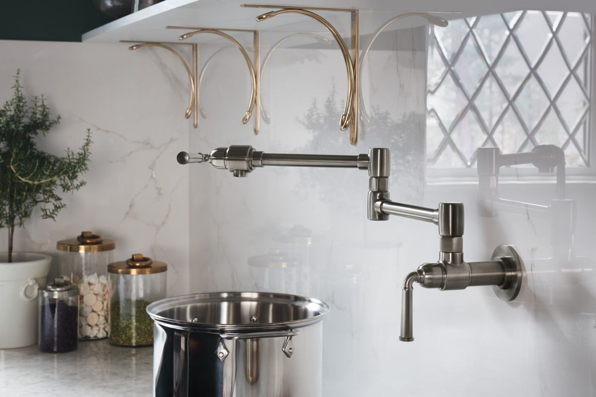 BRIZO Rook Wall Mount Pot Filler — Luxe Steel