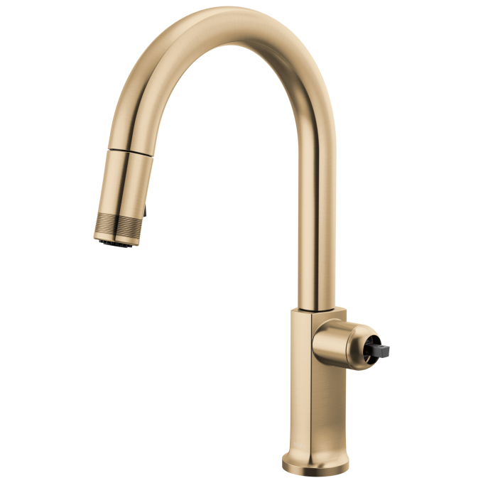 BRIZO Kintsu Pull-Down Faucet with Arc Spout - Less Handle — Lumicoat® Luxe Gold