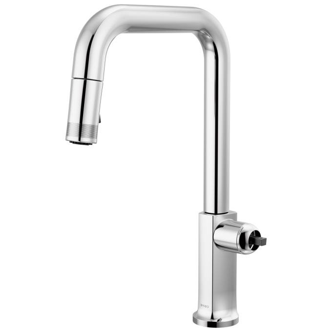 BRIZO Kintsu Pull-Down Faucet with Square Spout - Less Handle — Lumicoat® Chrome