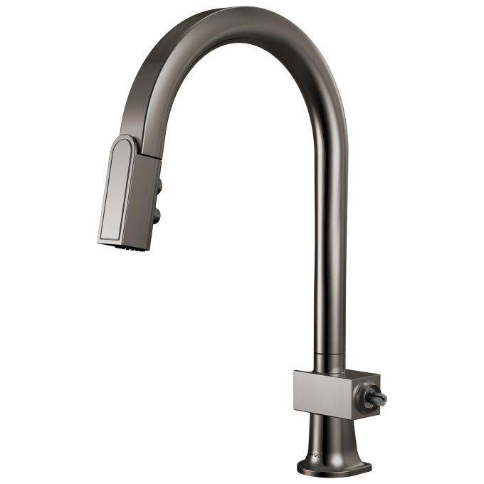 BRIZO Frank Lloyd Wright Pull-Down Kitchen Faucet with Arc Spout - Less Handle — Brilliance Black Onyx
