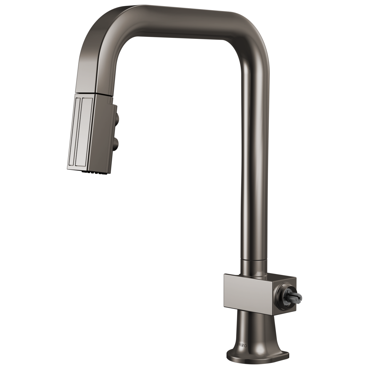 BRIZO Frank Lloyd Wright Pull-Down Kitchen Faucet with Square Spout - Less Handle — Brilliance Black Onyx