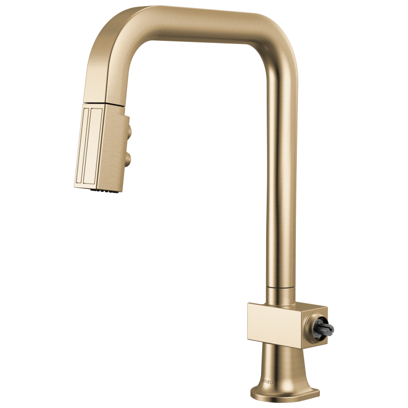 BRIZO Frank Lloyd Wright Pull-Down Kitchen Faucet with Square Spout - Less Handle — Luxe Gold